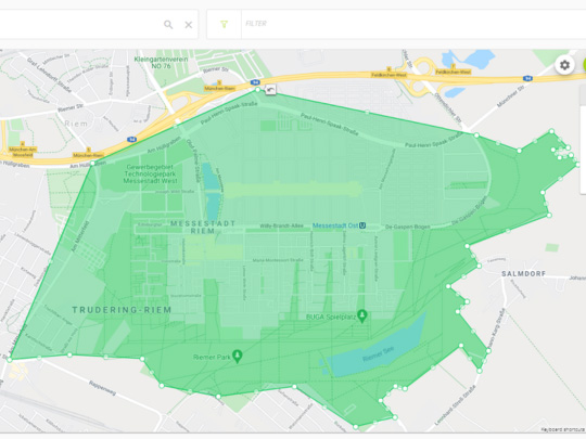 Geofence um das Messeareal in München
