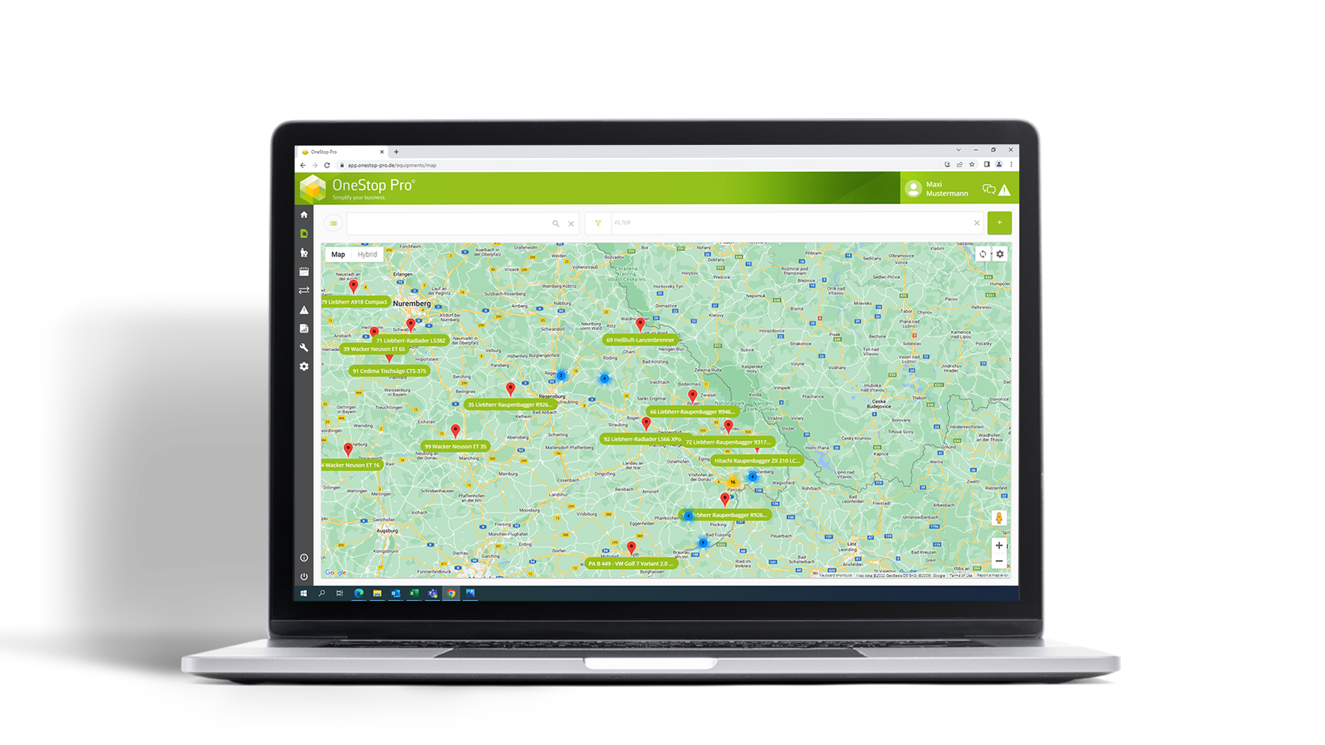 OneStop Pro Kartenansicht Telematik Equipment-Tracking