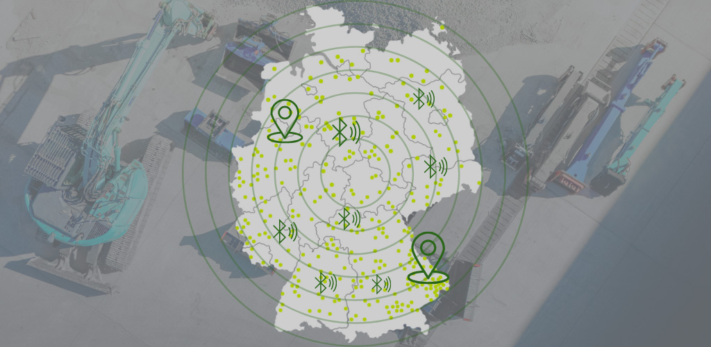 Grafik von einer Deutschlandkarte mit dem Bluetooth Netzwerk.